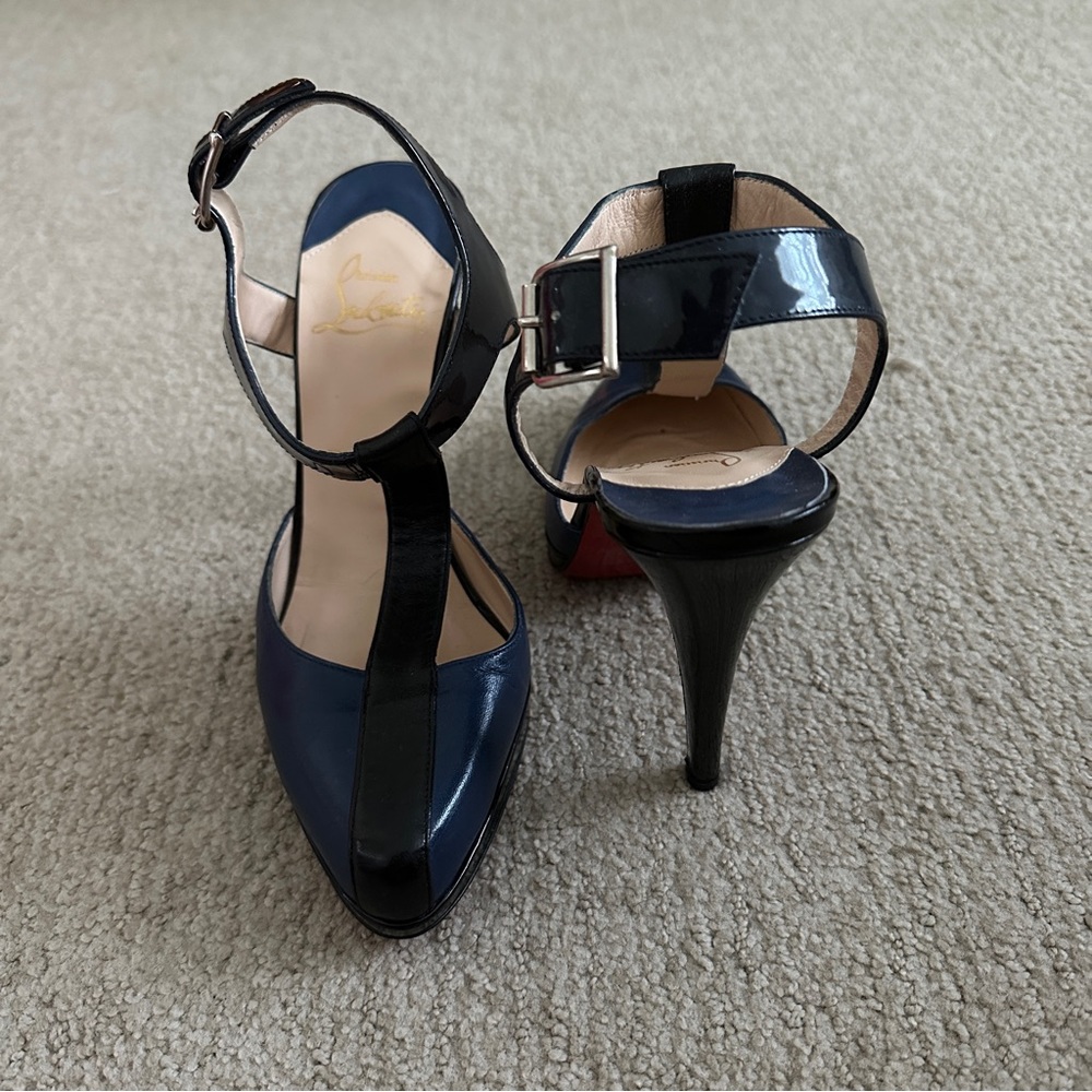 Christian Louboutin Black and Blue Heels - Picture 3 of 6